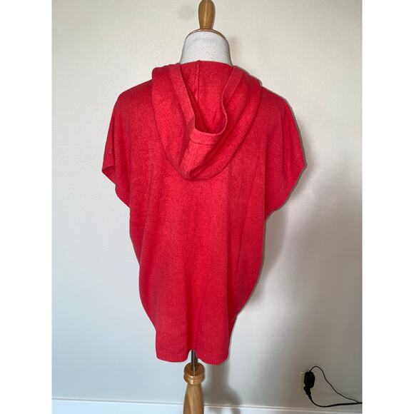 Oats Cashmere by Debra Hayburn Sweater Cap Sleeve Hooded  V Neck Pink  Medium - Picture 4 of 5